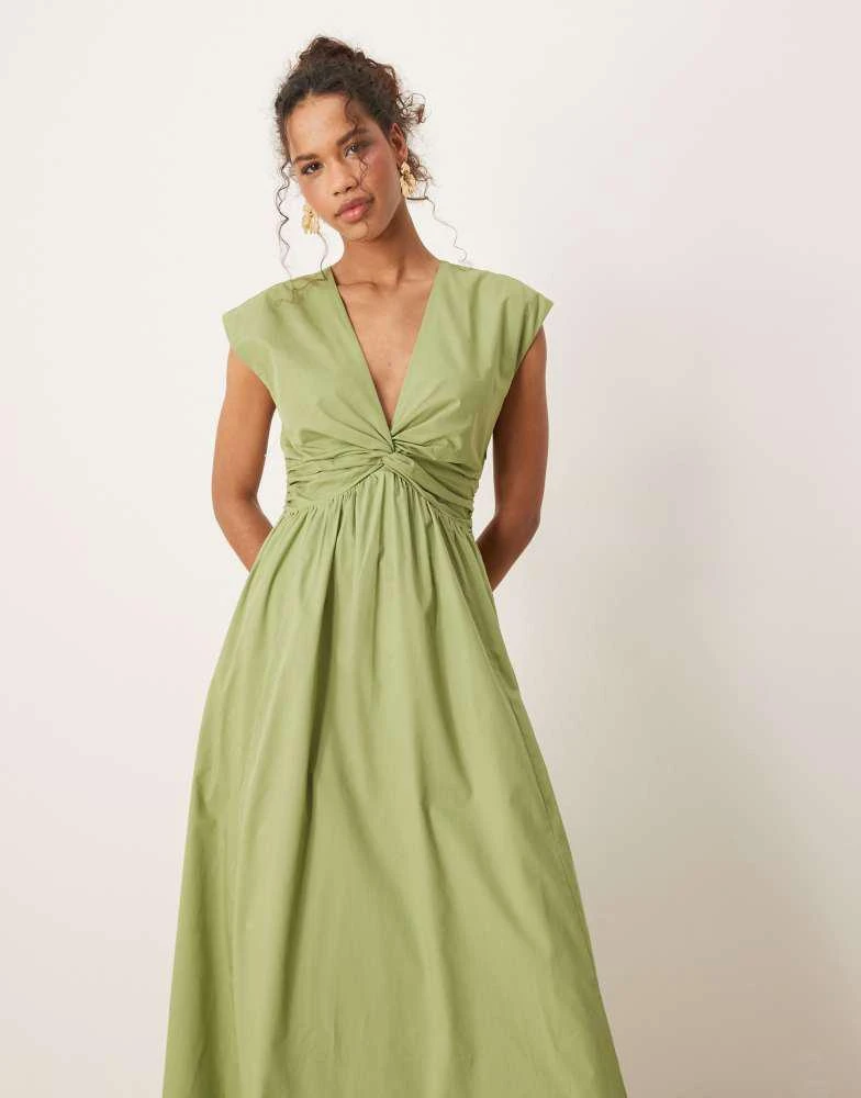 Abercrombie & Fitch Abercrombie & Fitch sleeveless v neck maxi dress in olive green 4