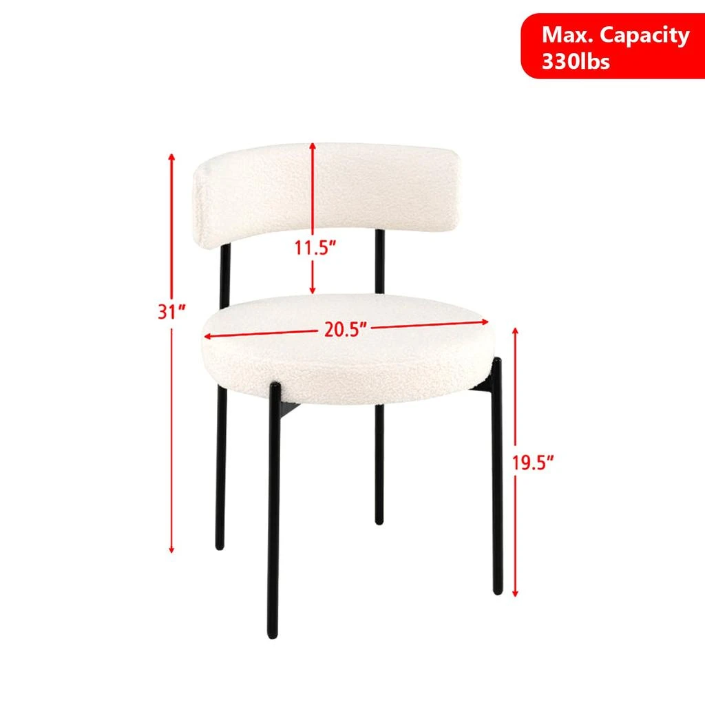 Hivvago Metal-Legged Dining Chairs Set of 4 with Cozy Boucle Seats and Ergonomic Curved Back 3