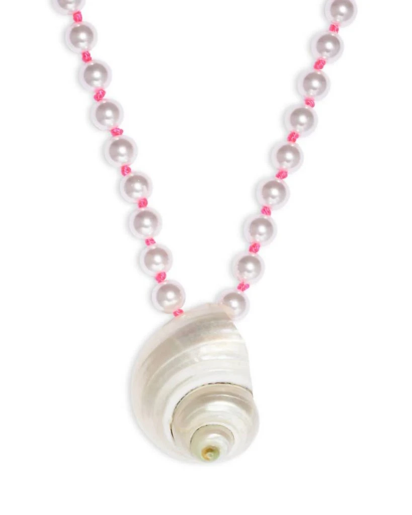 AQUA Shell Imitation Pearl Beaded Pendant Necklace In Pearl/pink