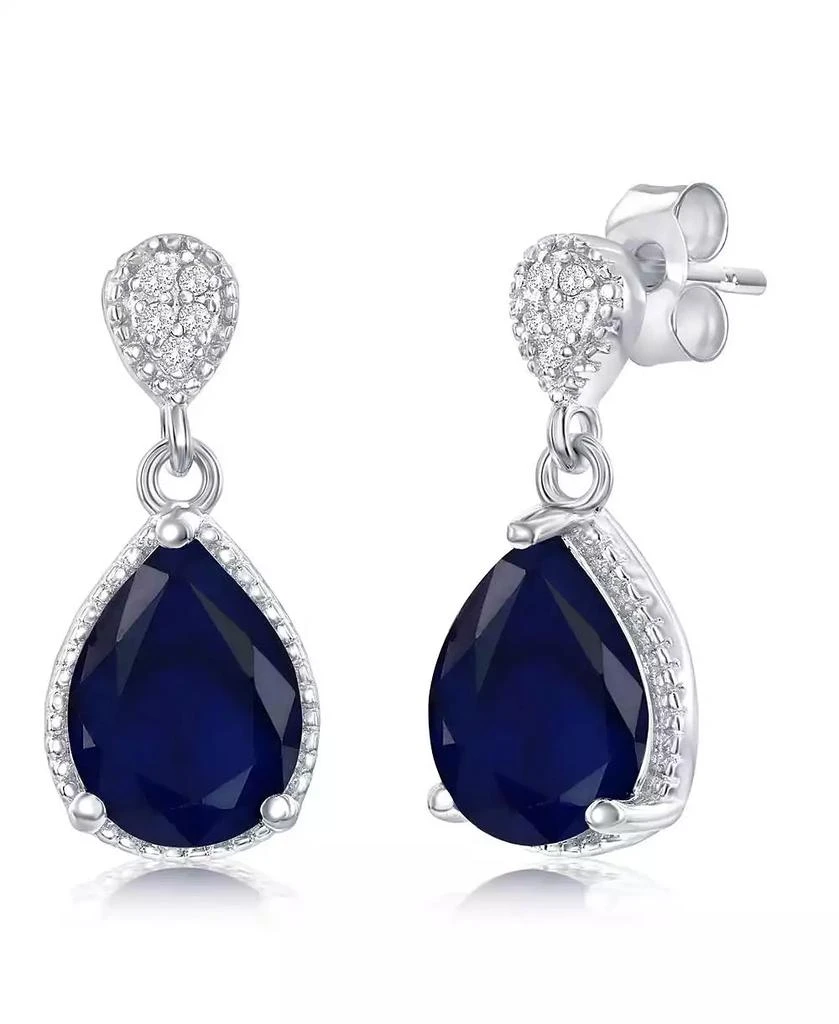 Simona Sterling Silver, Gemstone Pearshaped Drop Earrings