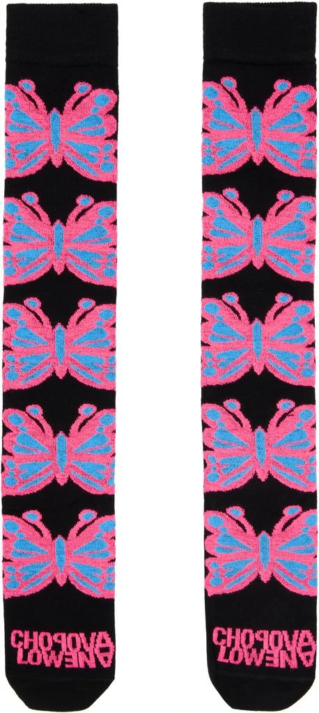 CHOPOVA LOWENA Black Butterfly Long Socks