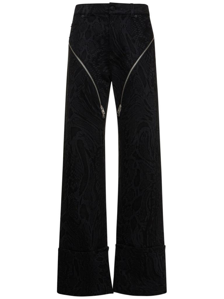 Mugler Laser Snake Denim High Rise Zip Jeans