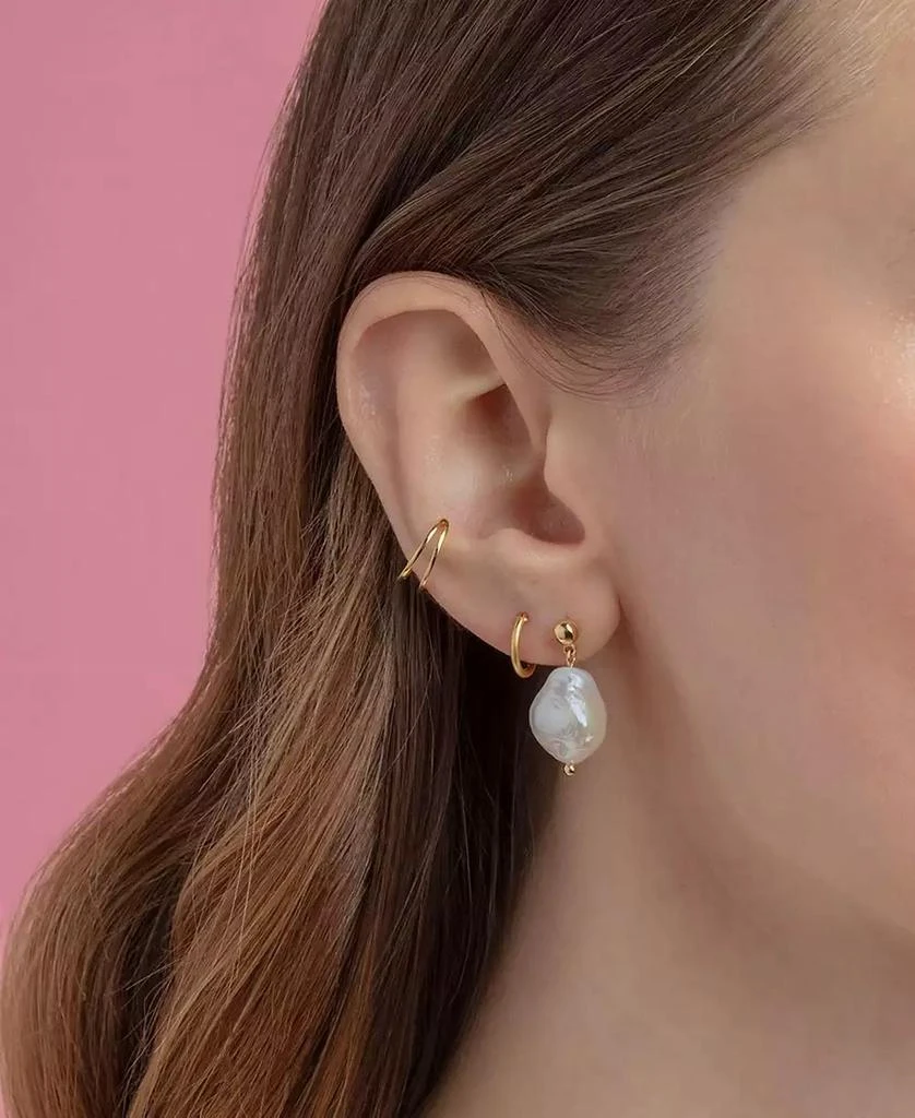 Sterling Forever Women's Large Baroque Pearl Drop Stud Earrings 3