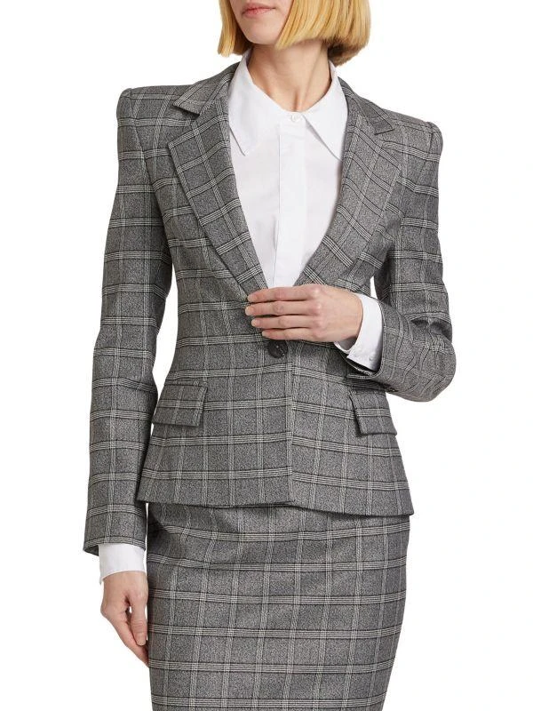 Sergio Hudson Wool-Blend Windowpane Plaid Blazer 1
