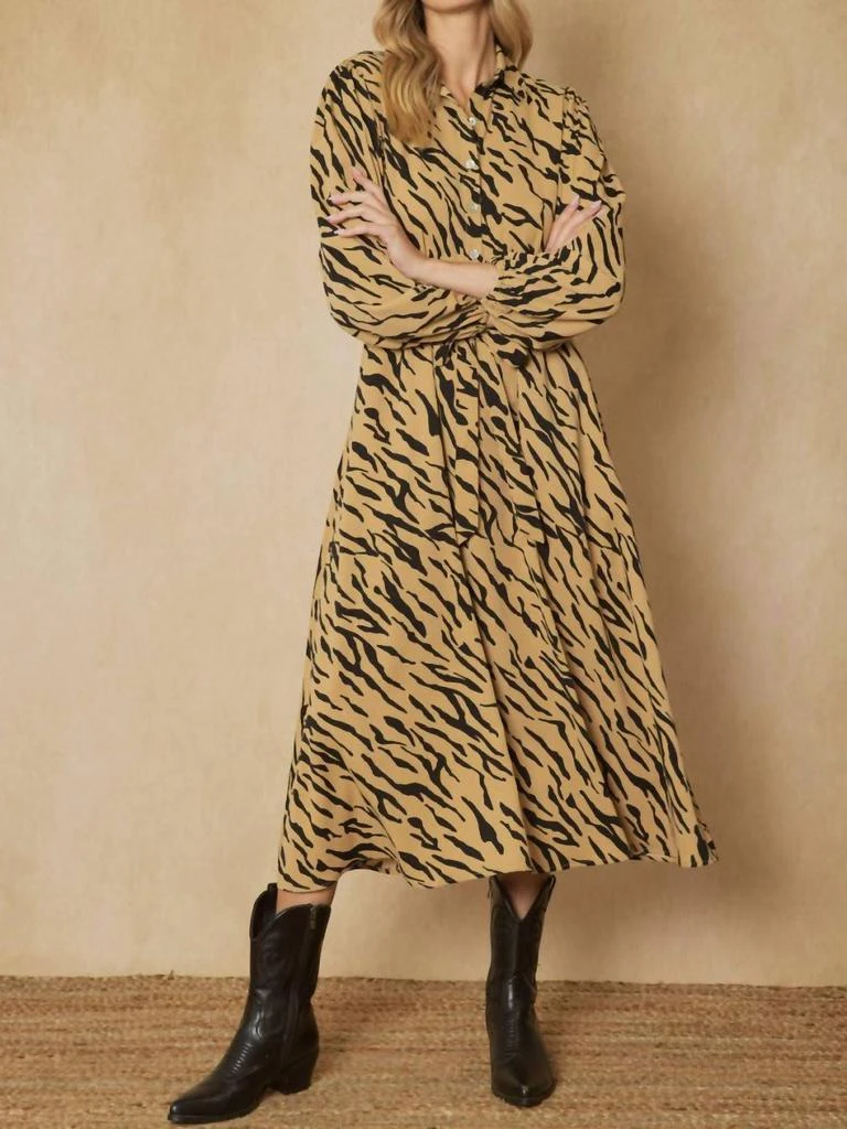 entro Button Up Maxi Dress In Camel 5