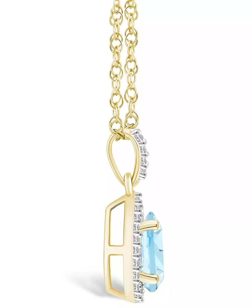 Macy's Lab Grown Spinel Aquamarine (7/8 ct. t.w.) and Lab Grown Sapphire (1/6 ct. t.w.) Halo Pendant Necklace in 10K Yellow Gold 3