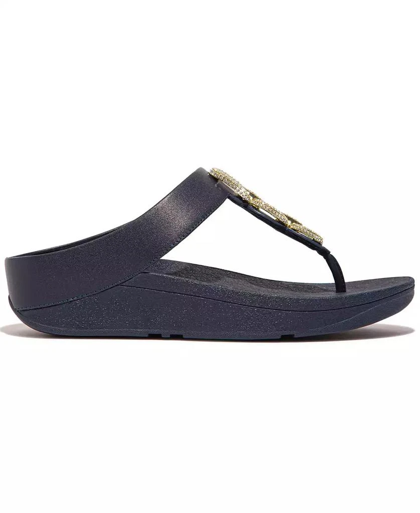 FitFlop Women's Fino Crystal Chain Leather Toe-Post Sandals 6