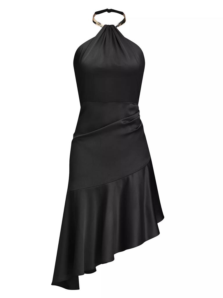 Halston Beverly Satin Halterneck Minidress