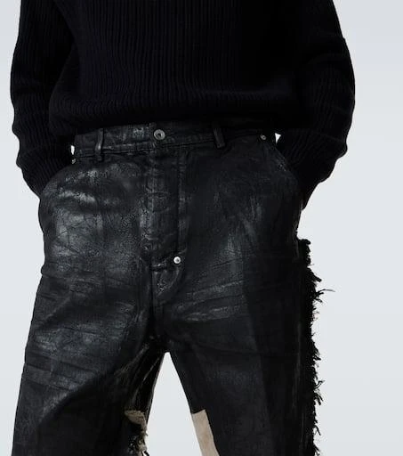 Rick Owens Joris coated distressed wide-leg jeans 5