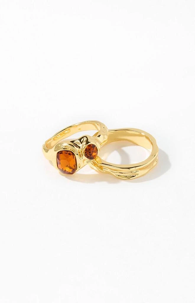 PacSun 2 Pack Gold Gemstone Rings 1