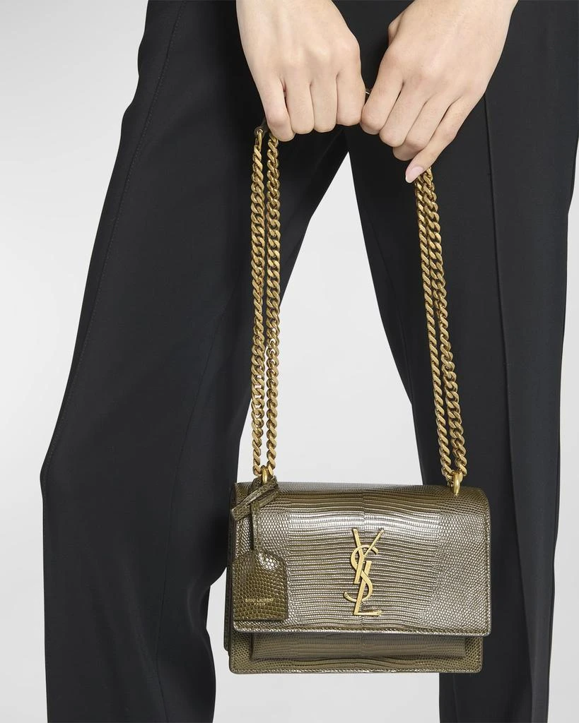 Yves Saint Laurent Sunset Small YSL Lizard Crossbody Bag 4