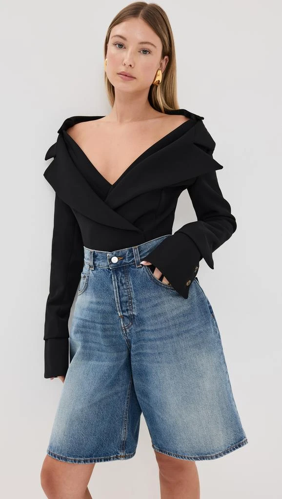 AWAKE MODE Low Cut DÉColletÉ Jacket Bodysuit with Shirting Detailing 6