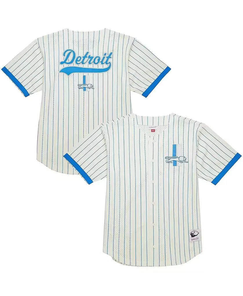 Mitchell & Ness Men's Cream Detroit Lions Final Seconds Vintage Logo Mesh Button-Up Shirt 1