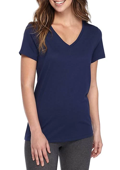 Hue Womens Sleepwell Solid Short Sleeve V Neck T Shirt With Temperature Regulating Technology 1
