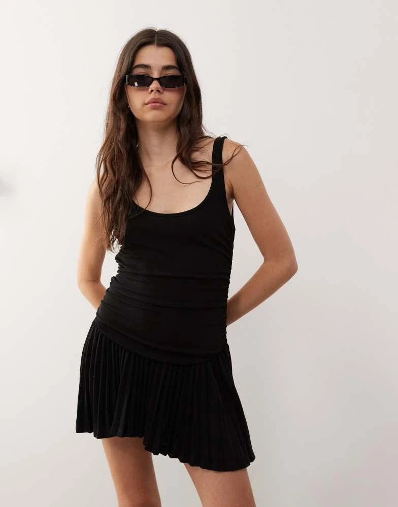 lioness pleated dress Lioness Pleated Long Sleeve Mini Dress - Apricot