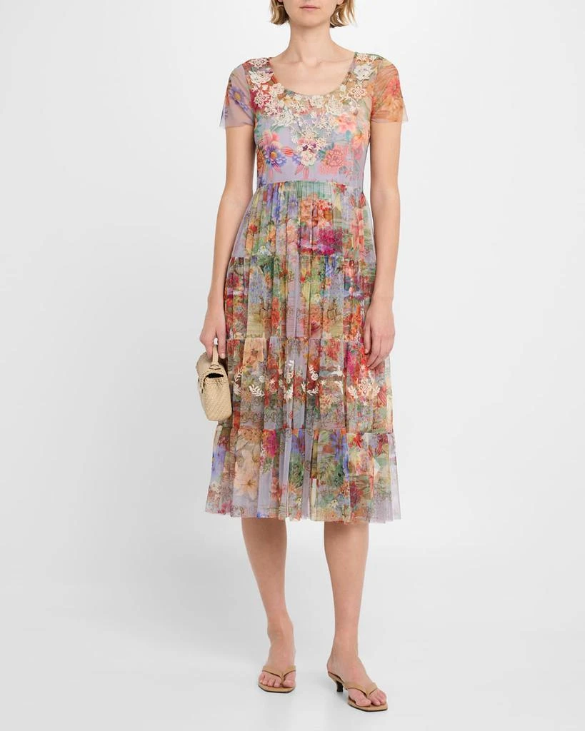 Yasmine Tiered Floral-Print Mesh Midi Dress  On Sale Now with Up to 31%  Off | Discover Exclusive Deals & Savings at BeyondStyle  Authentic Johnny  Was women|women's clothing|dresses|Women with Limited-Time Discounts,