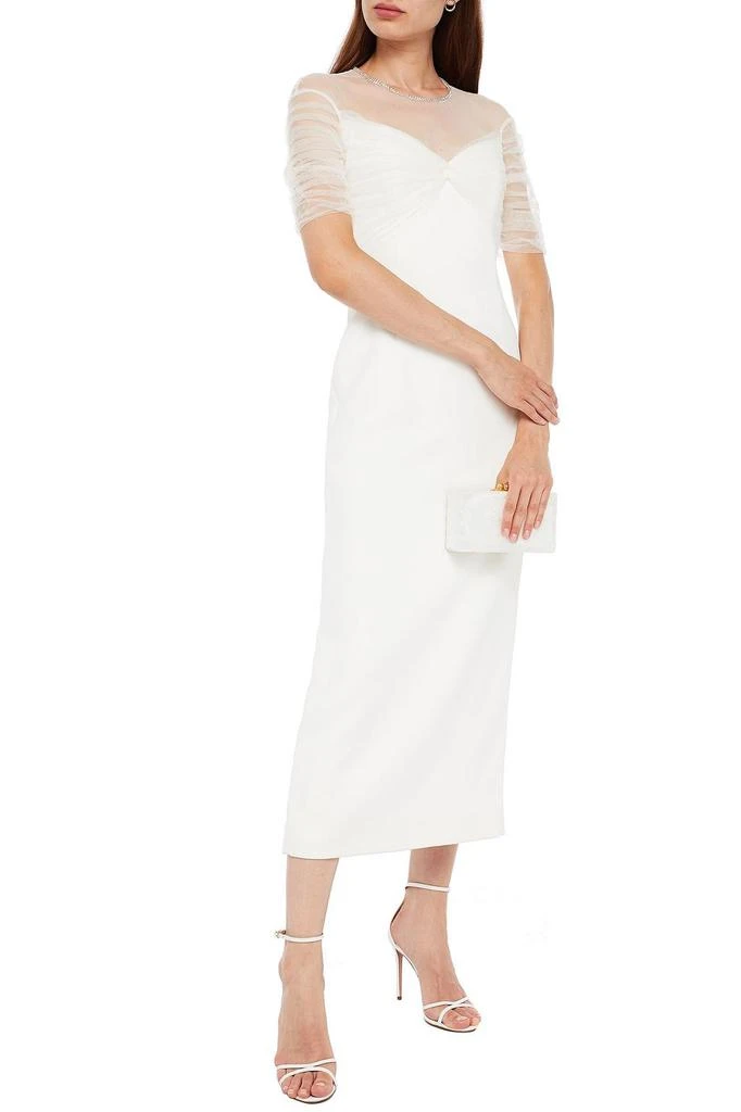 Jenny Packham Tulip crystal-embellished tulle-paneled crepe midi dress 2