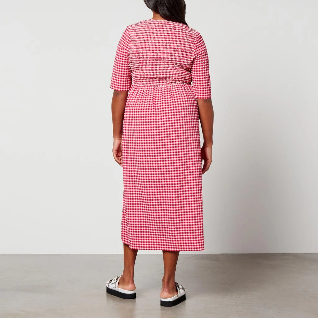 Ganni Smocked Checked Seersucker Dress 2