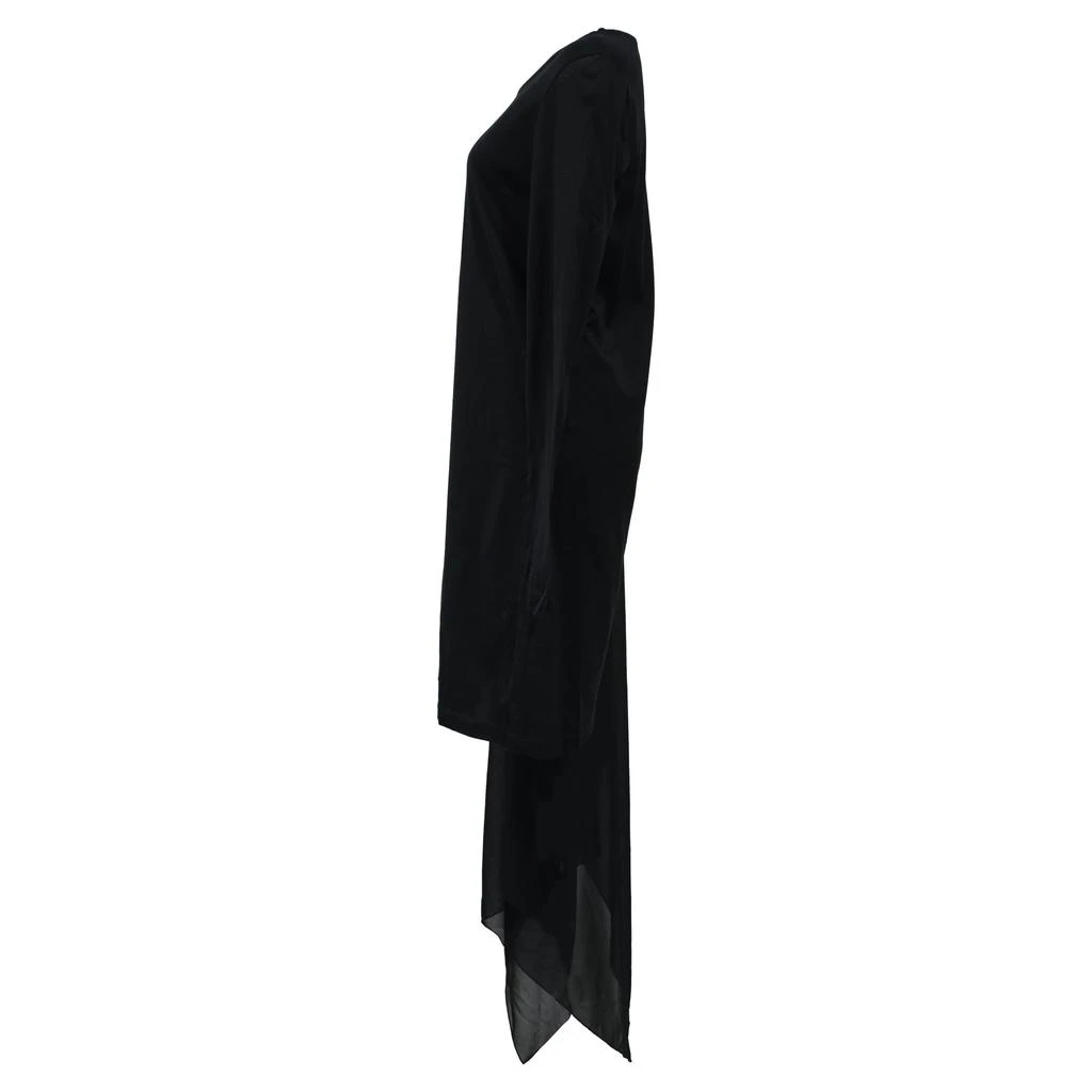 MAISON MARGIELA MM6  Asymmetrical Drape Long Sleeve Mini Dress in Black Cotton 2