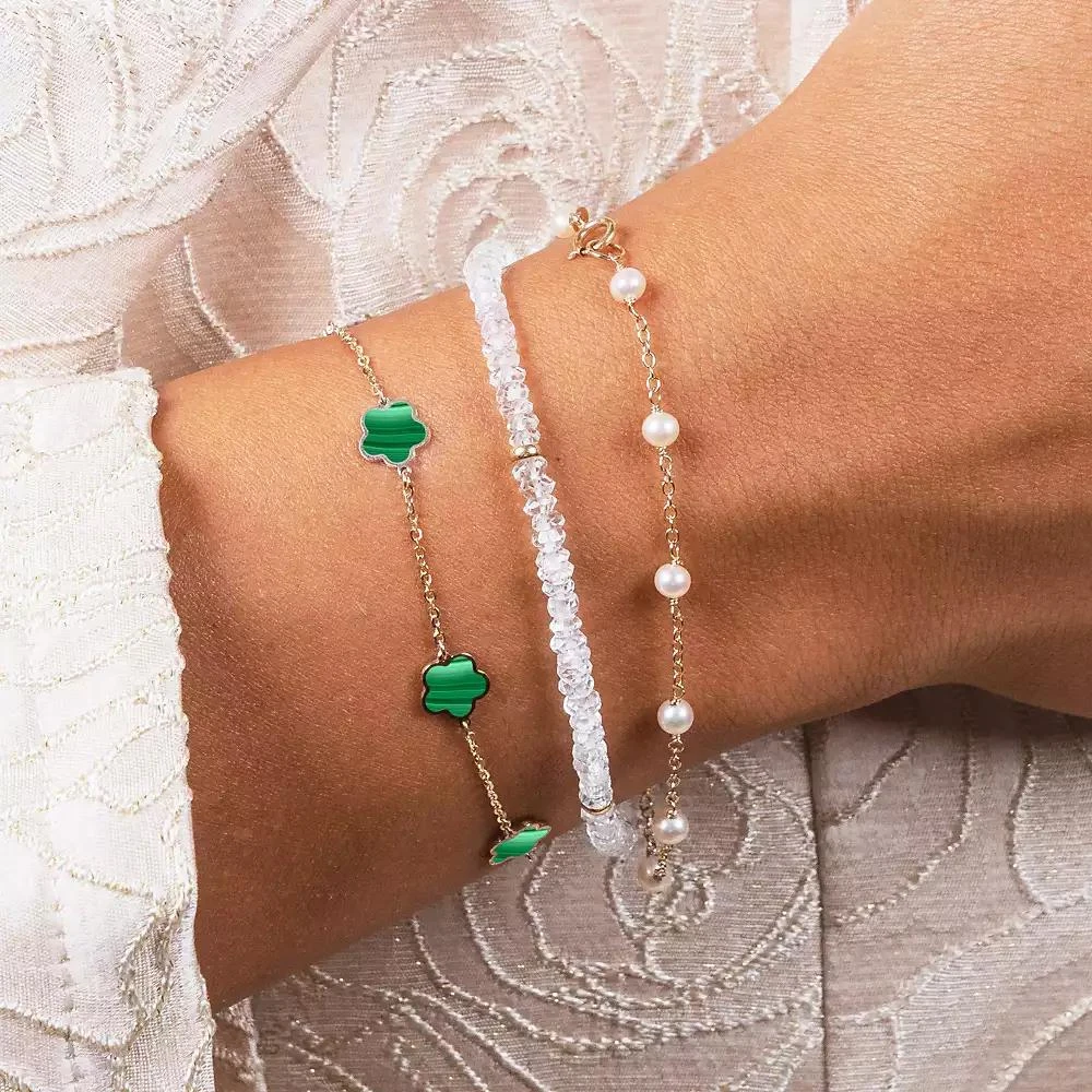 The Lovery Malachite Flower Bracelet 14K Gold 2