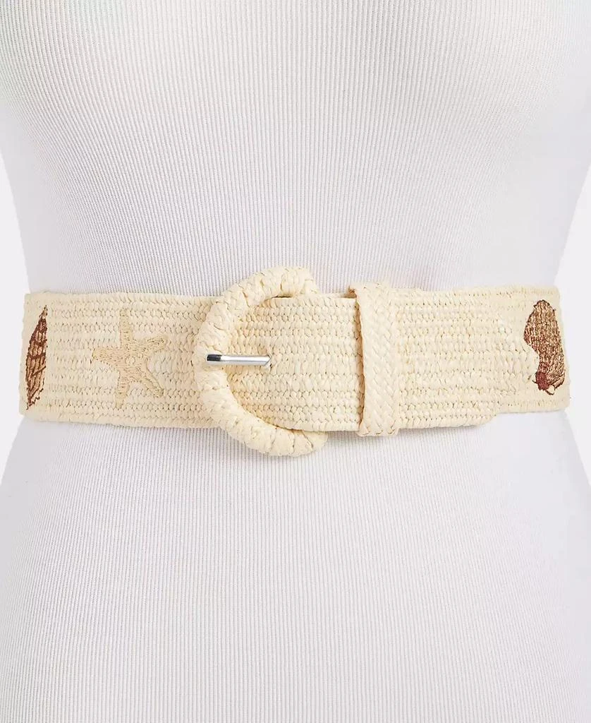 On 34th Women
s Embroidered-Shell Straw Stretch Belt, Macy
s Exclusive