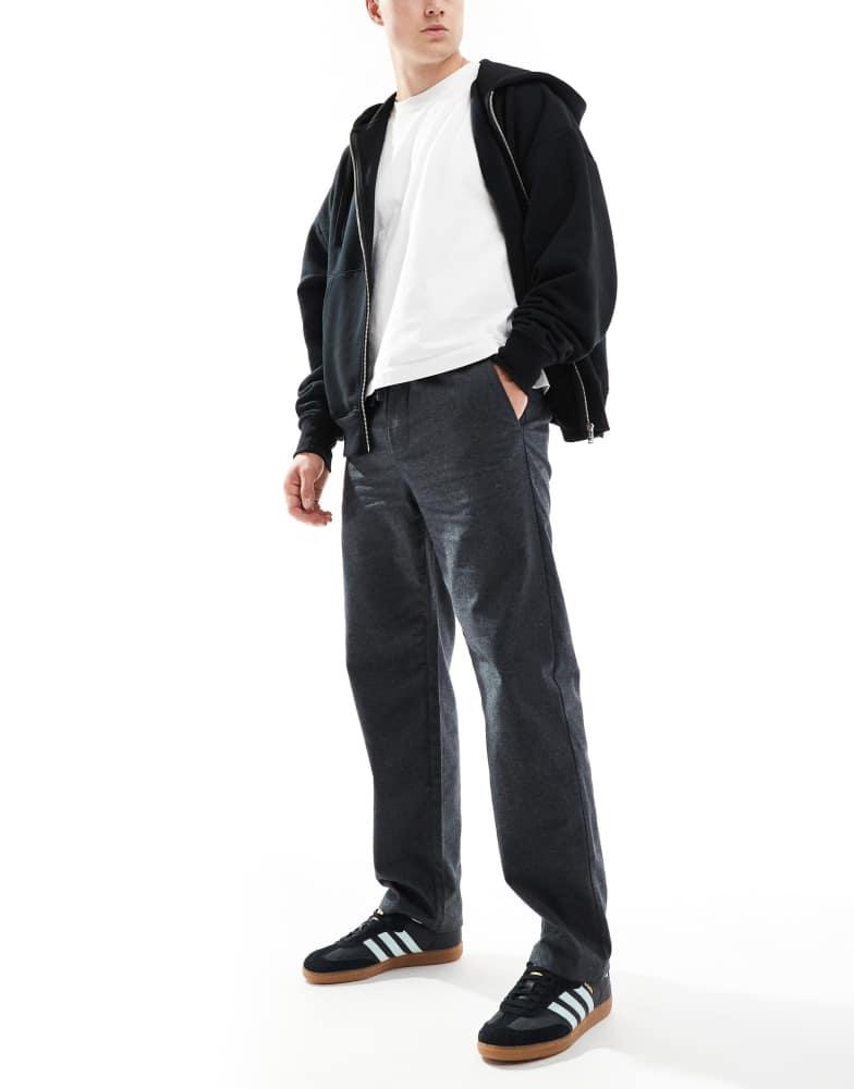 Only & Sons ONLY & SONS loose fit flannel trouser co-ord in charcoal