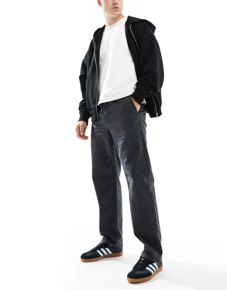 Only & Sons ONLY & SONS loose fit flannel trouser co-ord in charcoal 1