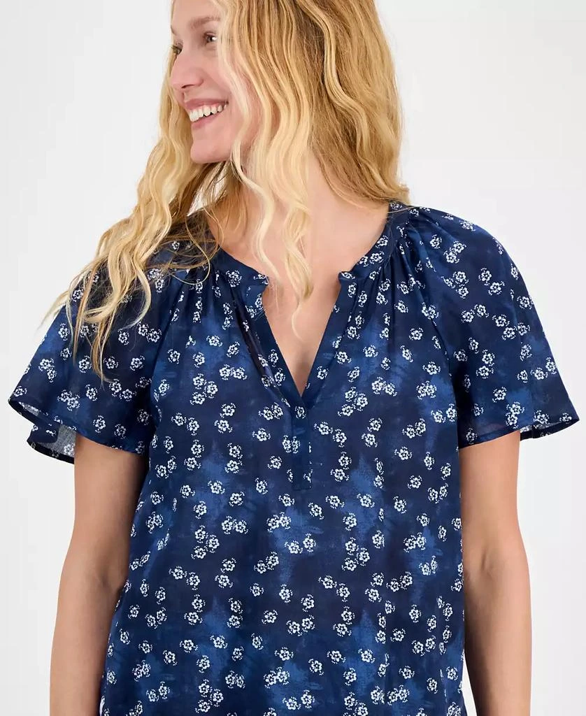 Style & Co Women's Printed Flutter-Sleeve Cotton Top, Exclusively at Macy's 3
