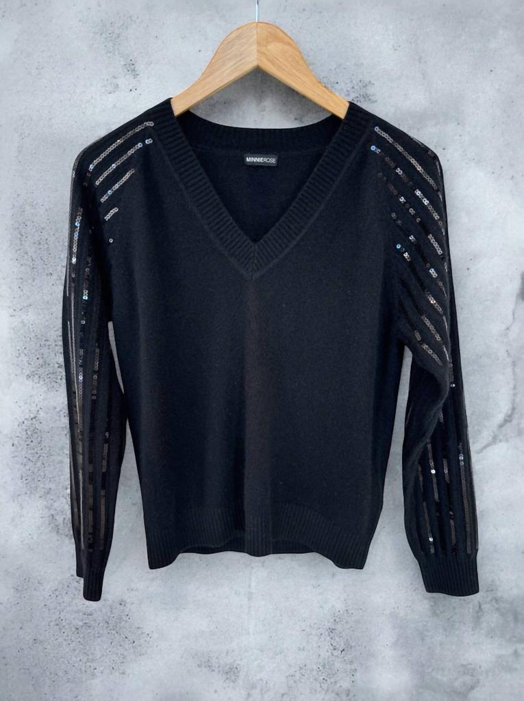 Minnie Rose Minnie Rose - Cashmere Sequin Top