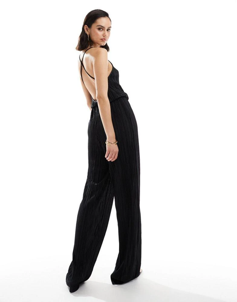 JDY Tall JDY Tall open back plisse jumpsuit in black 1