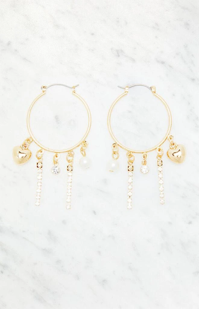 LA Hearts Rhinestone Heart Hoop Earrings 1