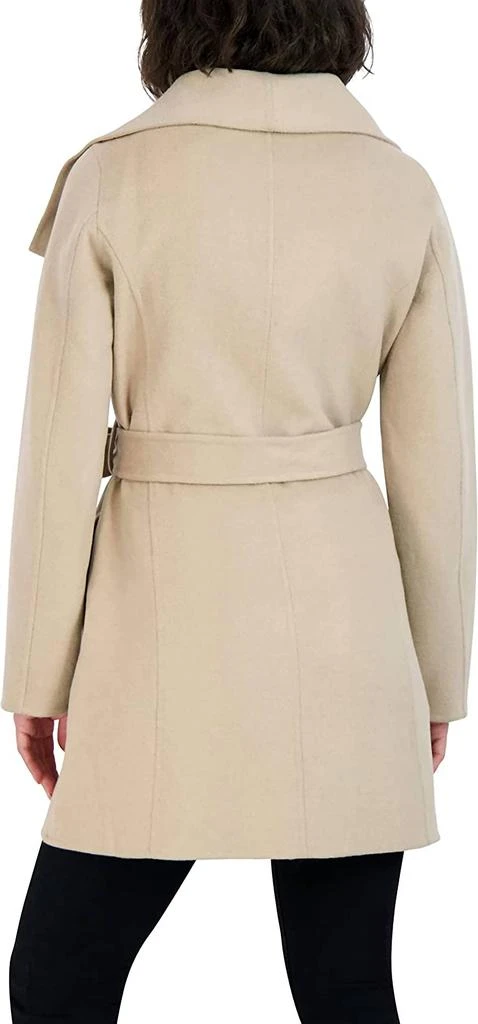 Tahari Womens Ella Jacket Wool Wrap Coat With Tie Belt In Light Beige Ivory 4