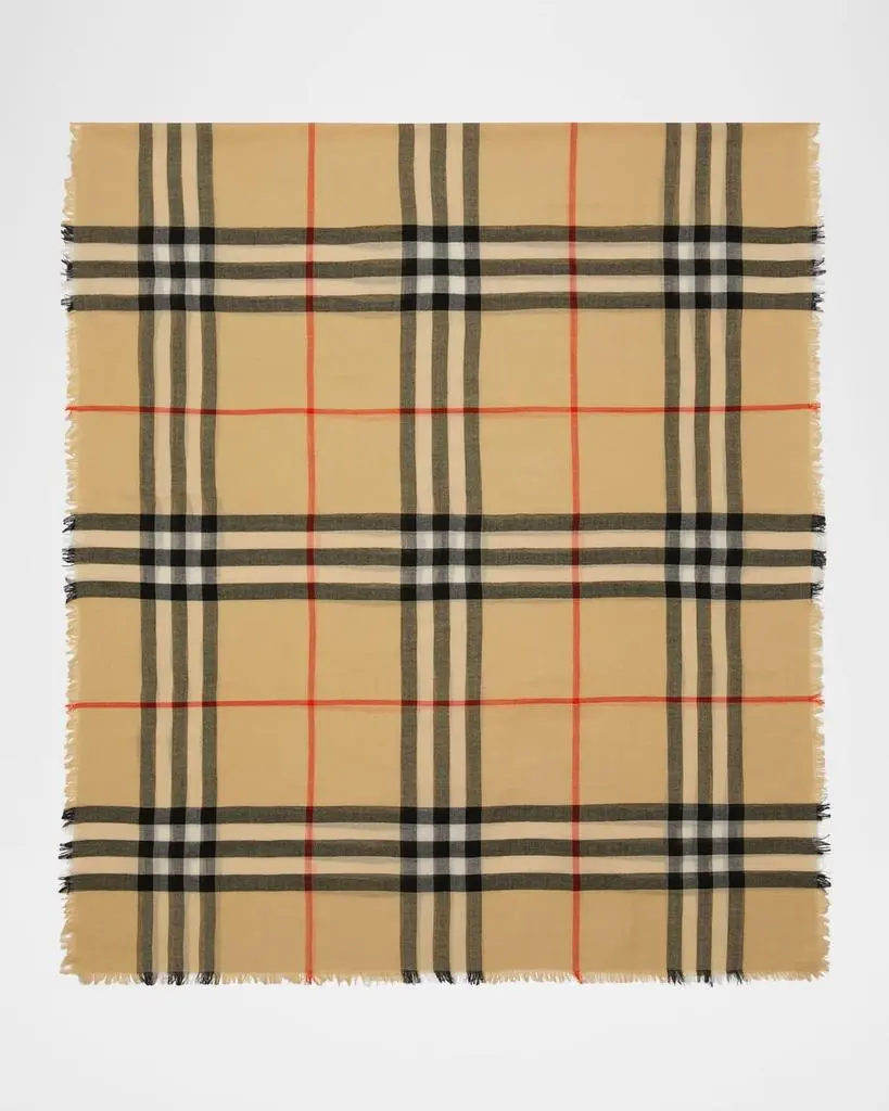 Burberry Check Lightweight Wool Scarf