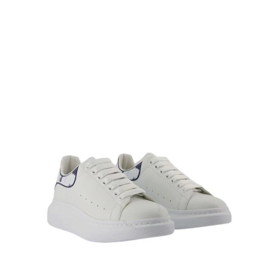 Alexander McQueen Men's White / Indigo Oversized Leather Sneakers 2