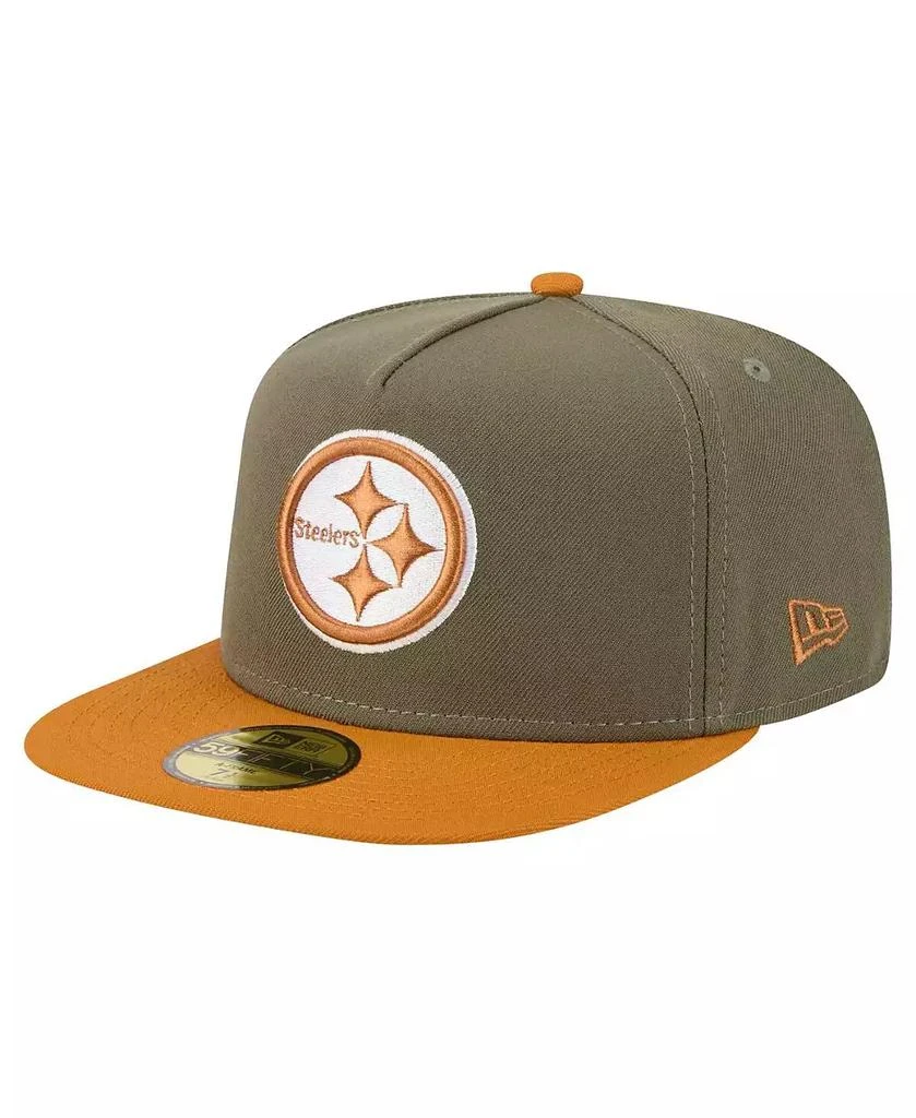 New Era Men's Olive/Brown Pittsburgh Steelers Color Pack A-Frame 59FIFTY Fitted Hat 1