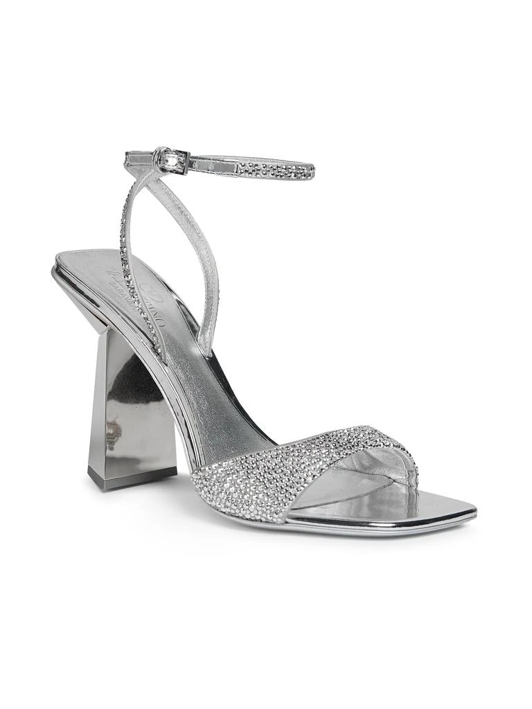 Valentino 101MM Rhinestone Leather Block Sandals 2