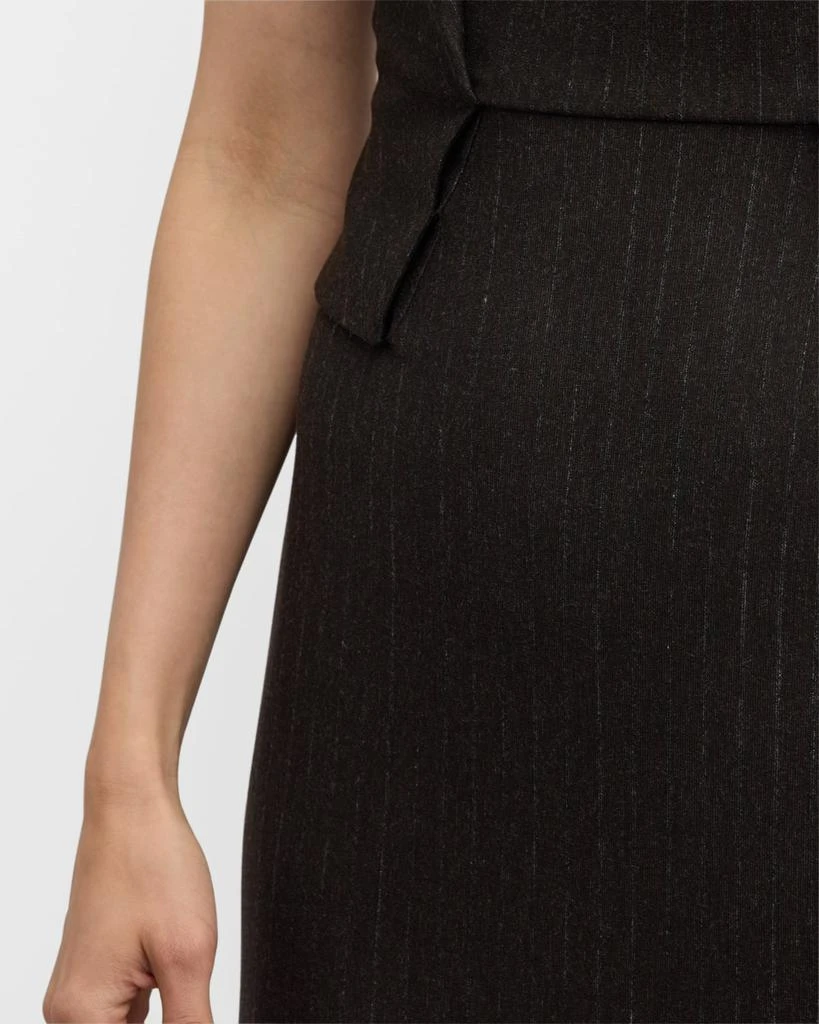 St. John Pinstripe Jersey Cap-Sleeve Peplum Midi Dress 5