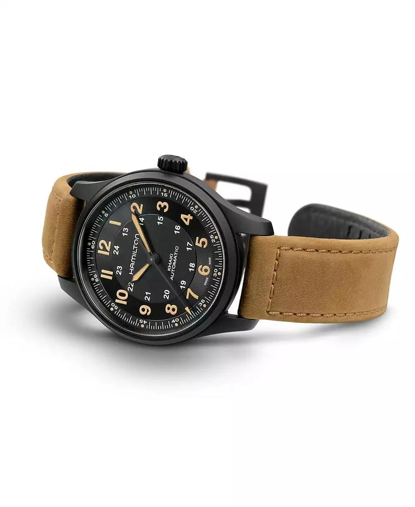 Hamilton Men's Swiss Automatic Khaki Field Brown Leather Strap Watch 42mm 5