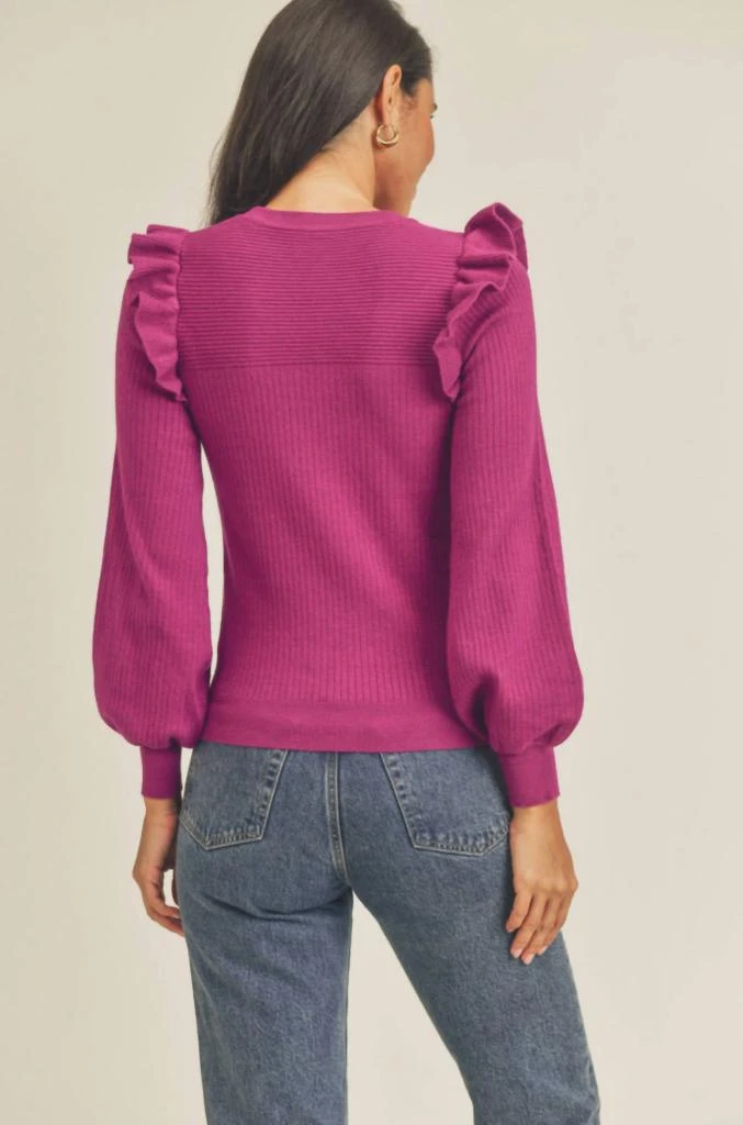 &merci &Merci - Shoulder Ruffle Crew Neck Sweater 2