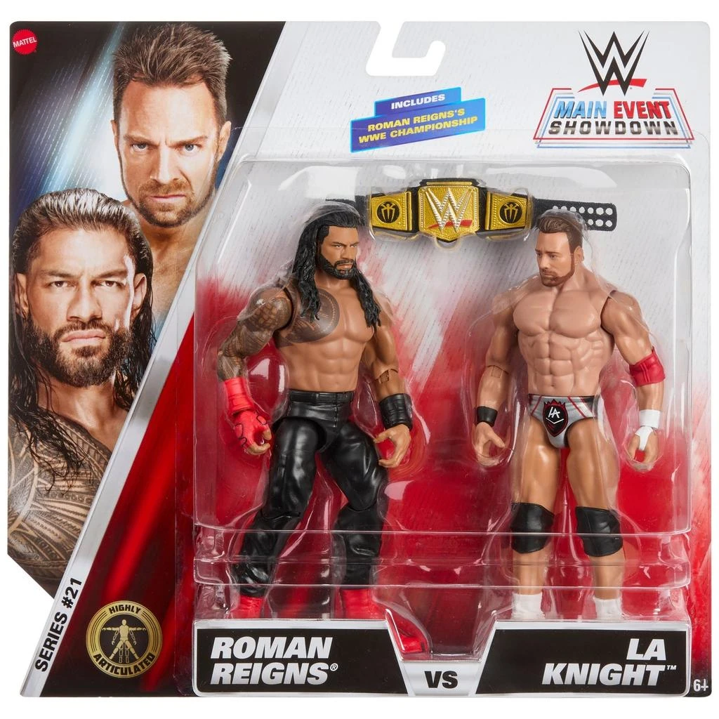 undefined WWE Main Event Showdown 2-Pack Series 21 Roman Reigns vs LA Knight Action Figures (6") 1