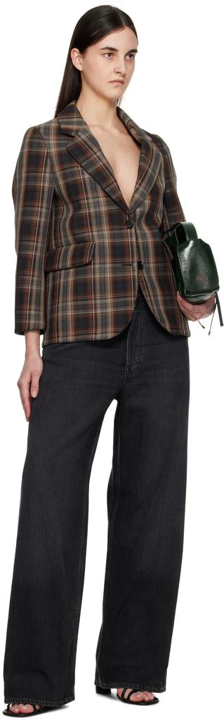 Acne Studios Brown Check Bonded Blazer 4