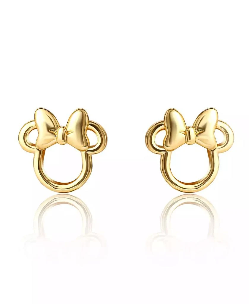 Disney Minnie Mouse Flash Yellow Gold Plated Outline Stud Earrings