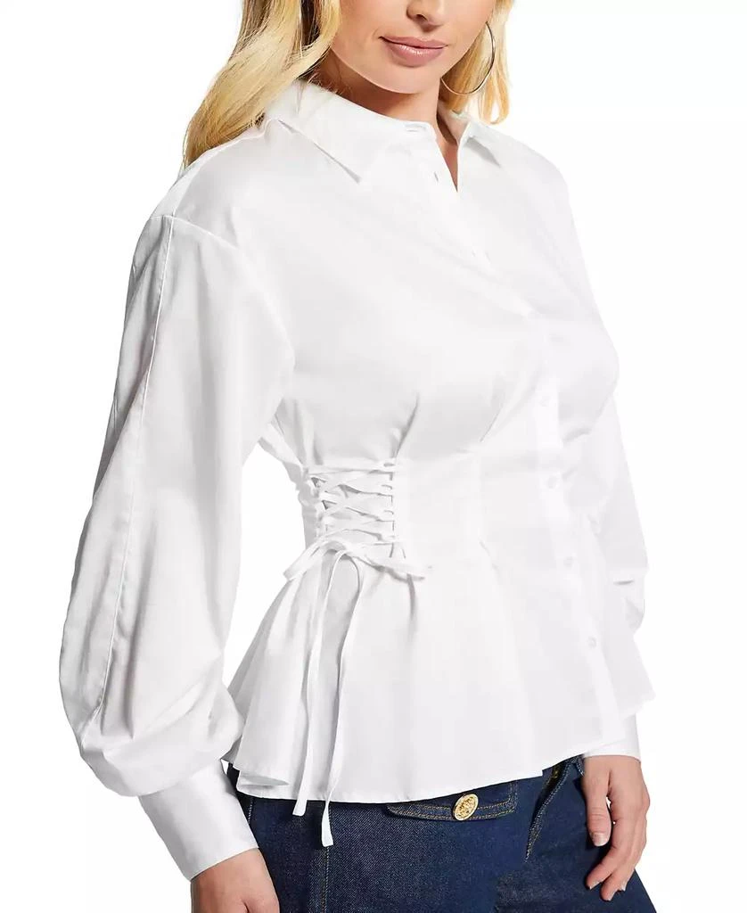 GUESS Women's Jackie Lace-Up Pleated Blouse 2