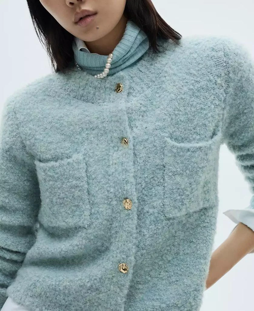 Mango Women's Jewel Buttons Detail Bouclé Knit Sweater 5