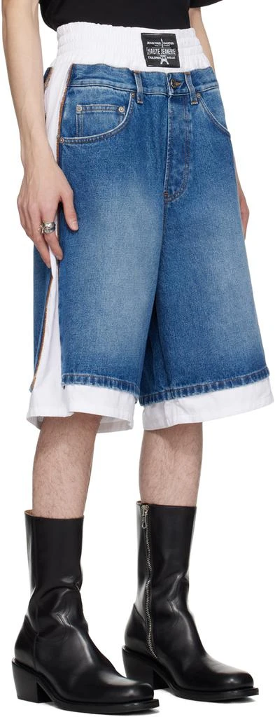 Jean Paul Gaultier Blue & White 'The Trompe L'œil' Denim Shorts 2