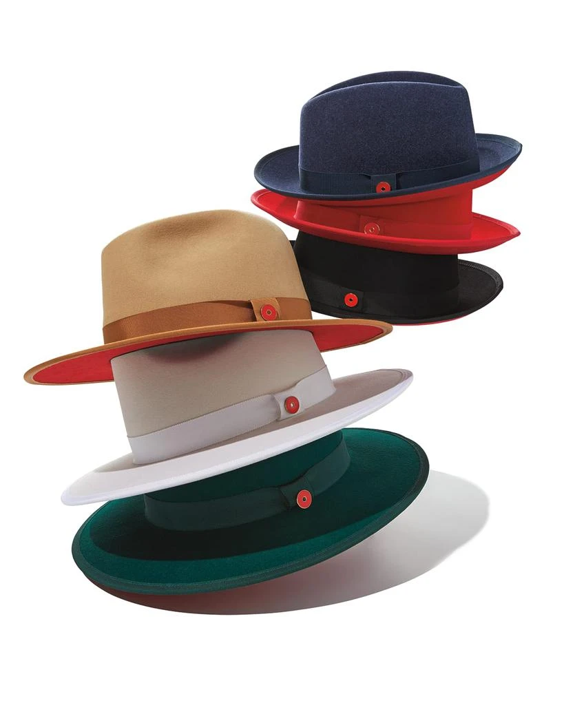 Keith and James King Red-Brim Wool Fedora Hat, Blue 2