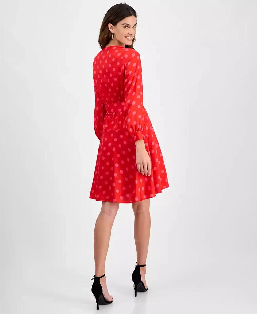 Anne Klein Women's Half-Wrap Polka-Dot A-Line Dress 5