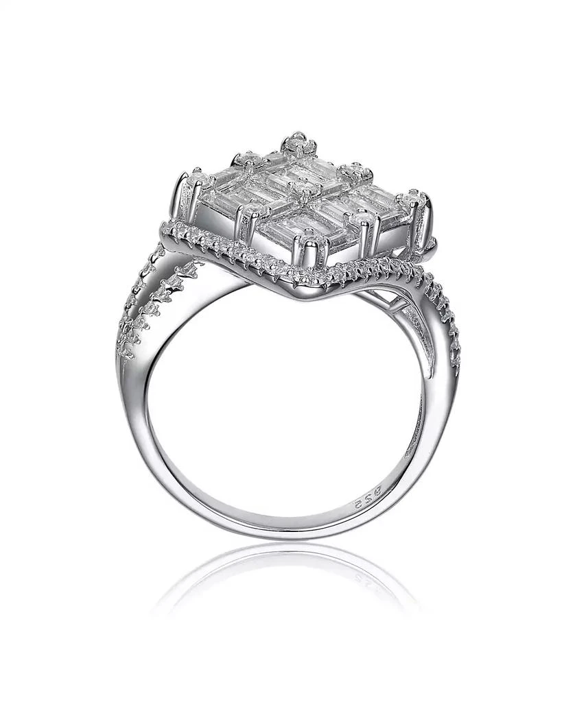Genevive Sterling Silver White Gold Plated Square 
Clear Cubic Zirconia Fashionista Ring 2