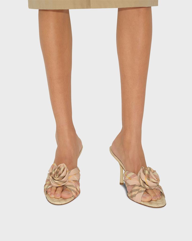 Burberry Mews Check Rose Slide Sandals