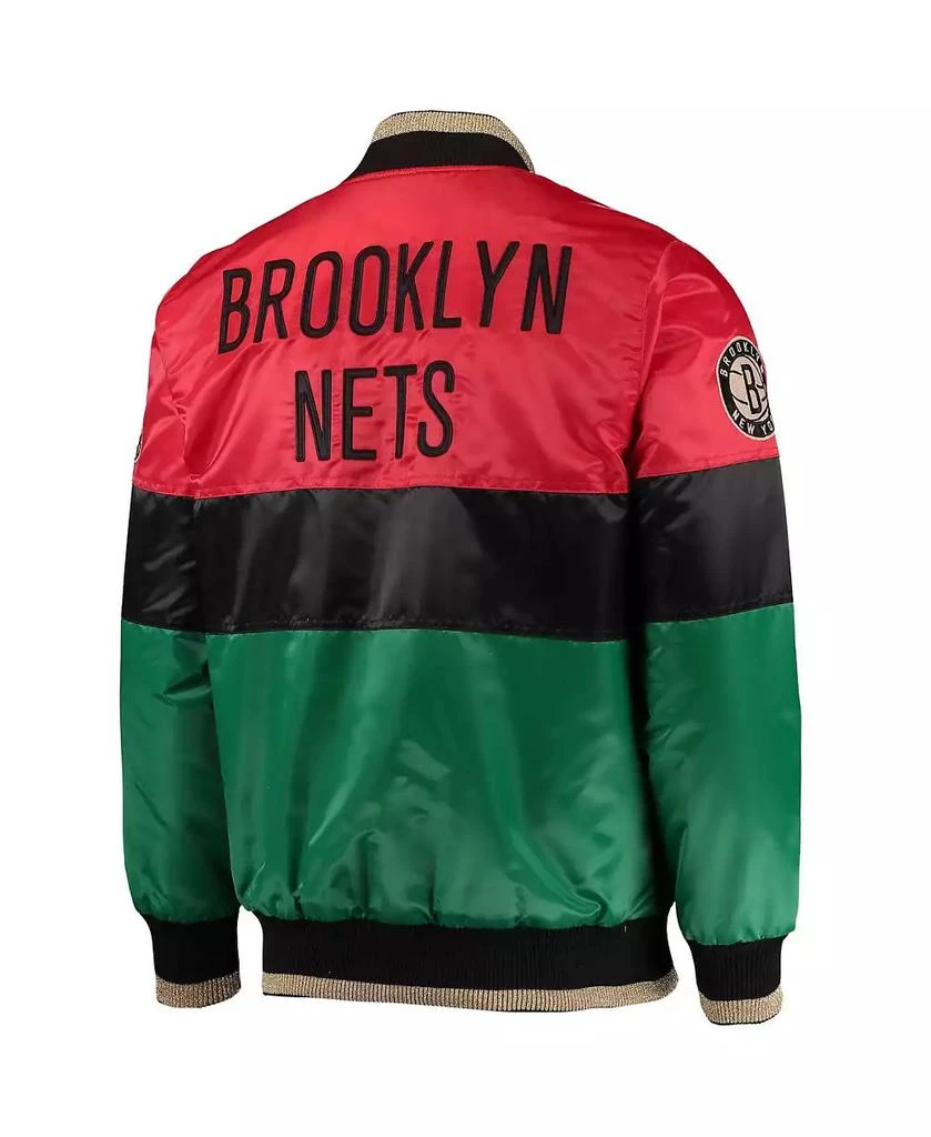 Starter Men's Red and Black and Green Brooklyn Nets Black History Month NBA 75th Anniversary Full-Zip Jacket 4